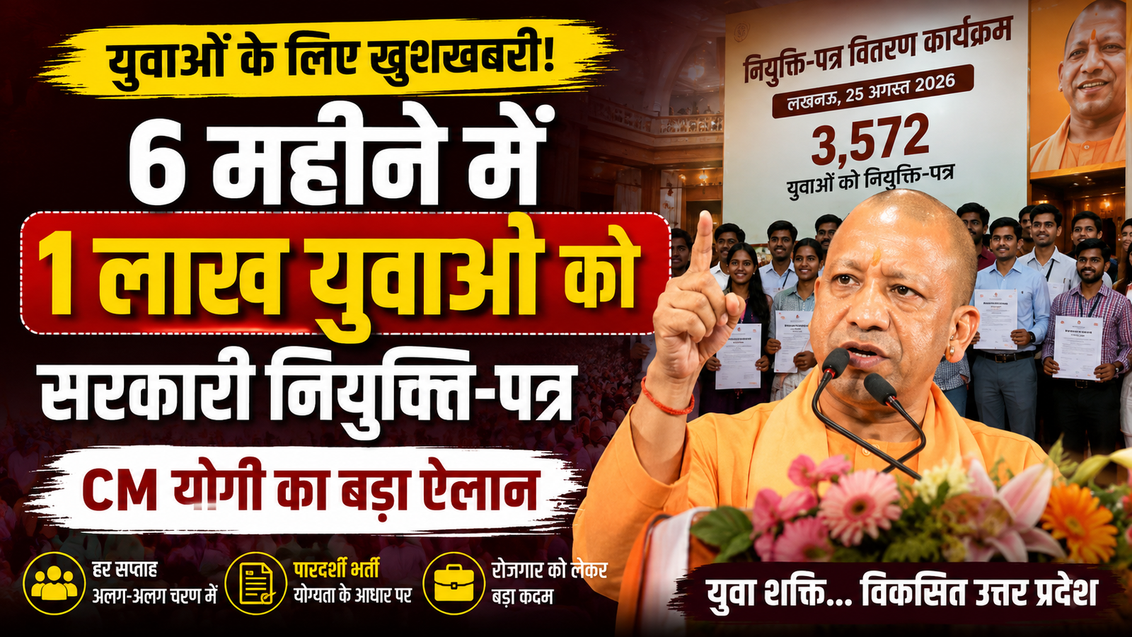 6 mahino mai 1 lakh yuvao ko naukri