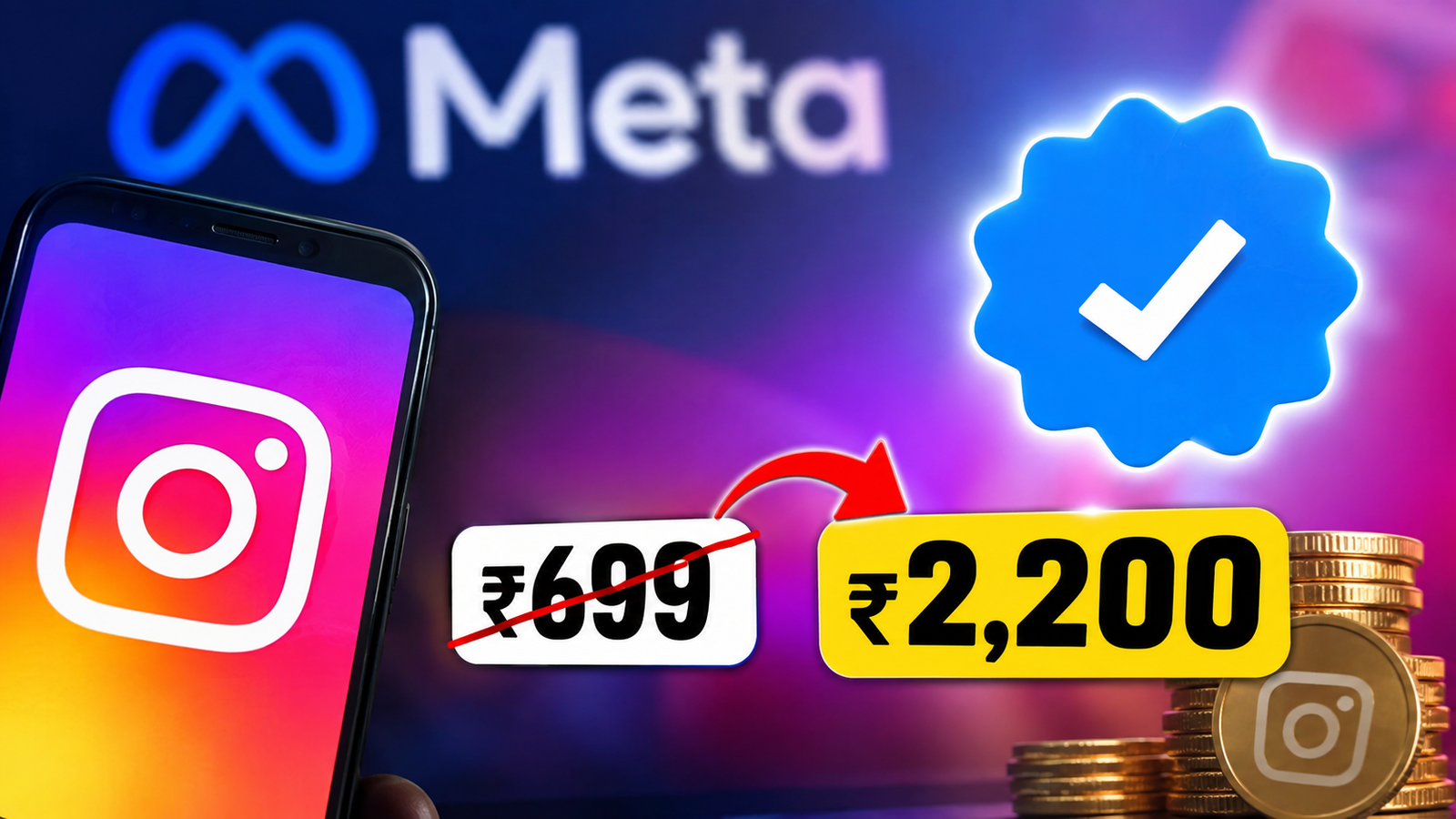 Instagram Meta Verified Blue Tick price increased from Rs 699 to Rs 2200 in India
