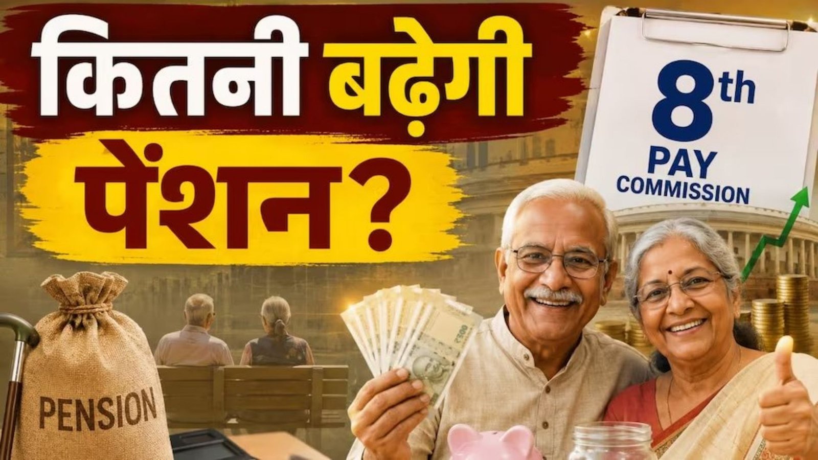 8वें वेतन आयोग को लेकर केंद्रीय कर्मचारियों और पेंशनर्स में काफी उम्मीदें हैं। 2.57 फिटमेंट फैक्टर के आधार पर ₹22,450 की बेसिक पेंशन करीब ₹57,697 हो सकती है।