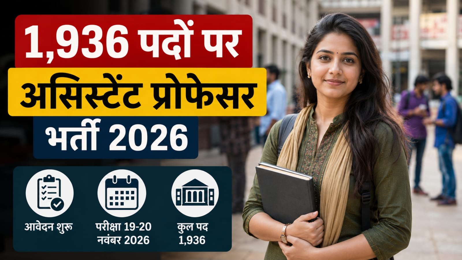 UP में Assistant Professor की 1,936 पदों पर भर्ती शुरू, जानें आवेदन से जुड़ी जरूरी जानकारी।
