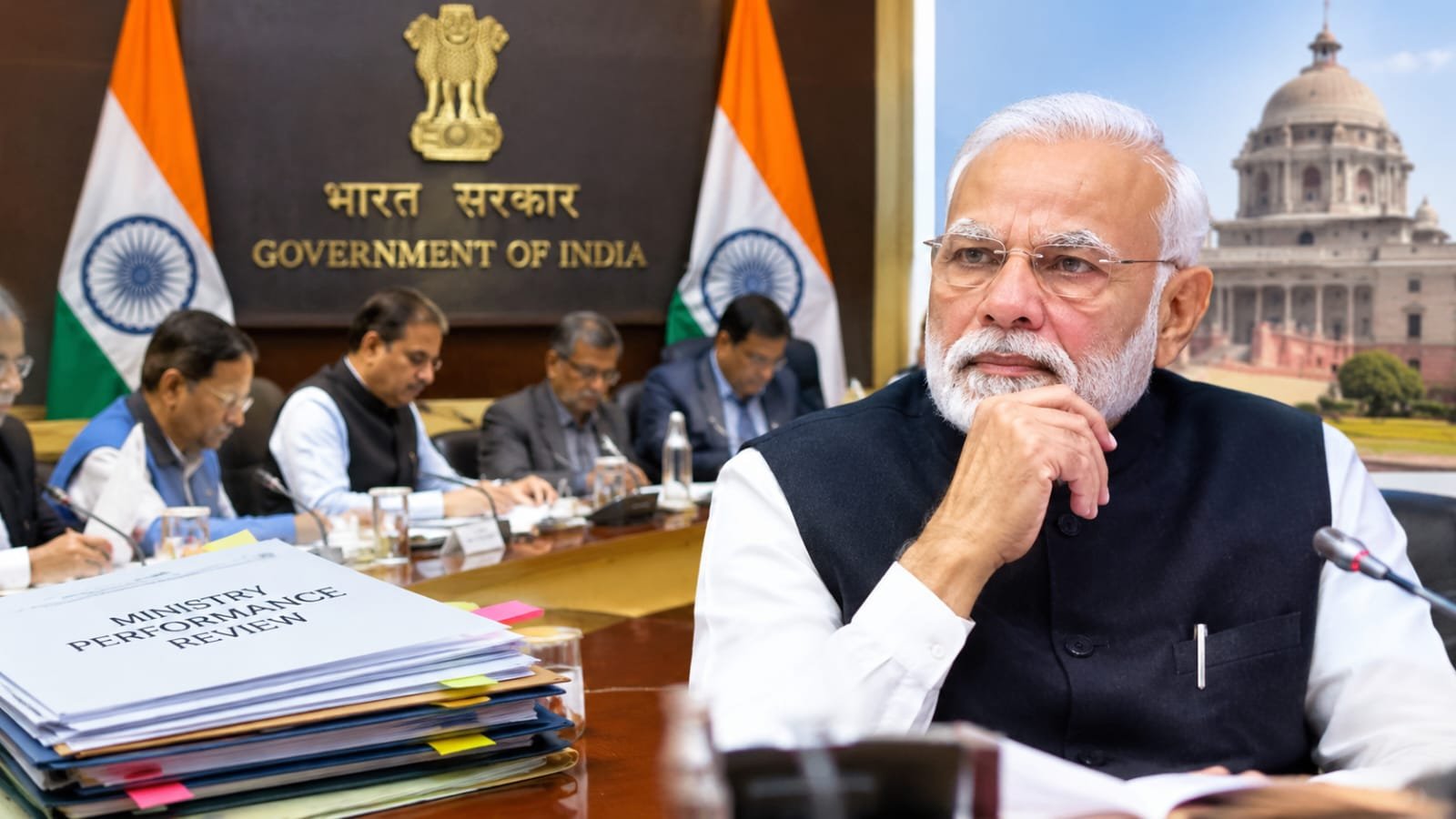 सरकारी योजनाओं और प्रशासनिक सुधारों पर चर्चा करते प्रधानमंत्री नरेंद्र मोदी।