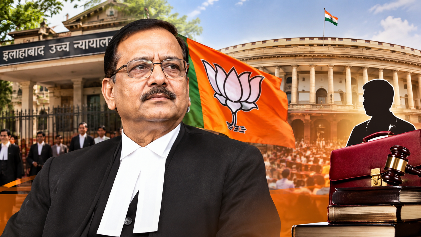 राधाकांत ओझा राज्यसभा उम्मीदवार के रूप में प्रयागराज में समर्थकों के साथ
