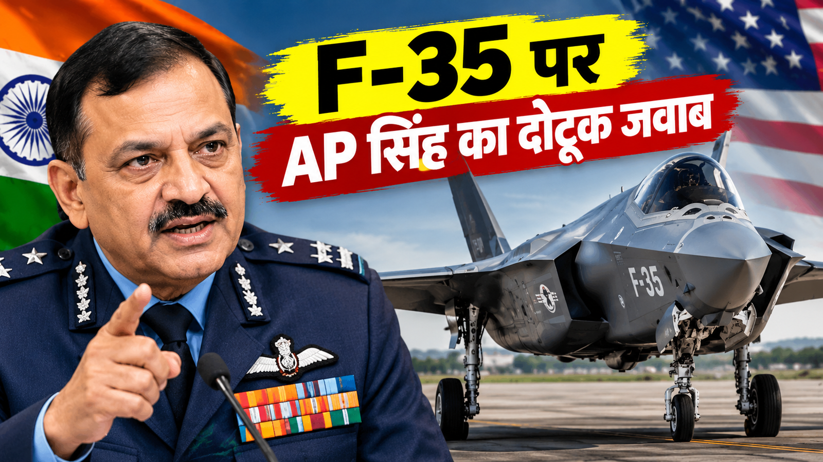 भारतीय वायुसेना प्रमुख AP सिंह अमेरिकी F-35 लड़ाकू विमान पर बयान देते हुए।