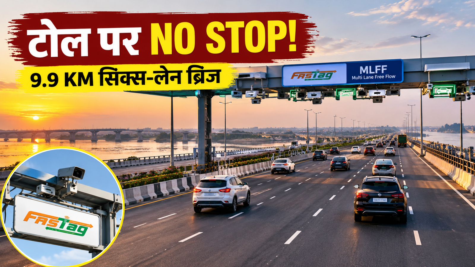 प्रयागराज के 9.9 KM सिक्स-लेन ब्रिज पर फ्री-फ्लो टोल सिस्टम