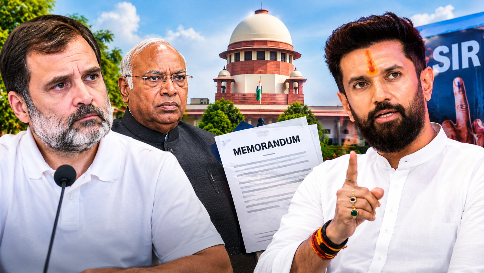 राहुल गांधी पर चिराग पासवान की टिप्पणी और SIR विवाद से जुड़ी राजनीतिक तस्वीर।